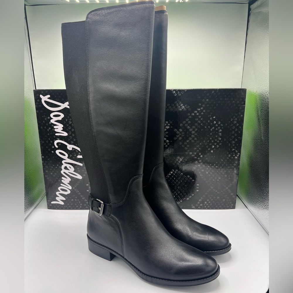 Sam Edelman Womens Paxten Black Leather Tall Riding Knee-High Boots Shoes NWT